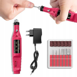 Profesjonalna Mini Frezarka do Manicure i Pedicure Różowa + Komplet 5 Frezów Hc-338