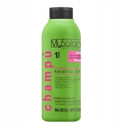 MySalon Professional 3x Keratin Shampoo, Szampon dla Włosów Zniszczonych z Potrójną Keratyną, 500ml