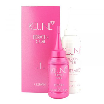 Keune Keratin Curl Lotion 1, Zestaw Do Trwałej Ondulacji Włosów Normalnych, 120ml + 75ml