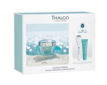 Thalgo Source Marine Hydrating Cooling Gel-Cream, Zestaw Nawilżający Krem, Żel do Twarzy, 50ml + Moisture-Quenching Serum 10ml + Roller
