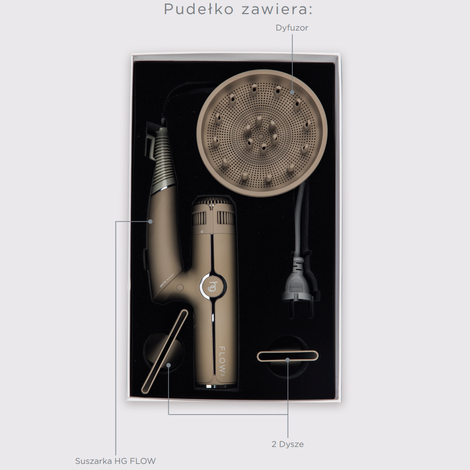 HairGoals Italia HG Flow 2 Super Lekka Suszarka z Ozonem 1300W Black 325g