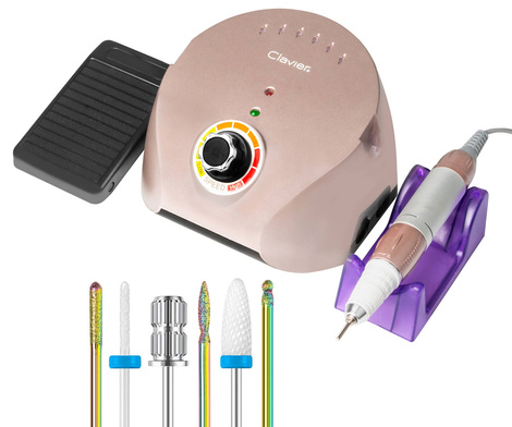 Clavier Frezarka do Paznokci Różowa 65W, FX600 + Frezy