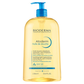 Bioderma Atoderm Huile de Douche, Nawilżający Olejek Pod Prysznic, Do Skóry Suchej i Atopowej, 1000ml