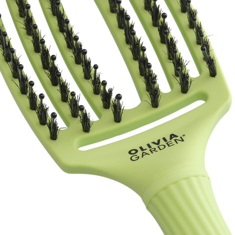 Olivia Garden Finger Brush Care Iconic Szczotka do Rozczesywania Włosów i Masażu, Włosie Dzika, Medium Green Pistachio