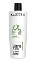 Selective Professional Alpha Keratin Pre-Treatment Shampoo, Szampon Oczyszczający Przed Zabiegami 500ml