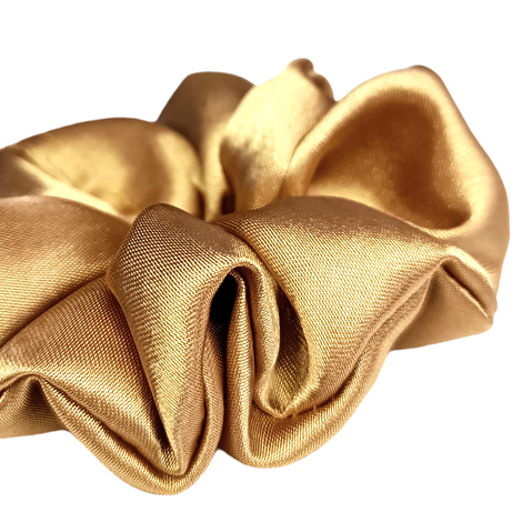 Glamour Scrunchie Satynowa Ręcznie Wykonana Gumka do Włosów, Złota M