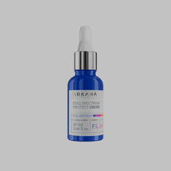 Arkana Full Spectrum Protect Drops, Kropelki Ochronne do Twarzy o Wysokiej Ochronie UVA i UVB SPF 30, 30ml