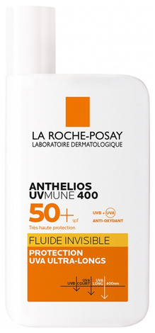 La Roche-Posay Anthelios UV Mune 400, Niewidoczny Fluid do Twarzy z SPF 50+, Każdy Rodzaj Skóry, 50ml