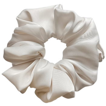 Glamour Scrunchie Satynowa Ręcznie Wykonana Gumka do Włosów, Waniliowy M