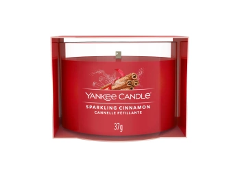 Yankee Candle Sparkling Cinnamon, Mini Świeca Sojowa, Korzenne Ciepło Cynamonu z Goździkami, 37g