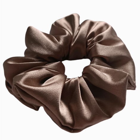Glamour Scrunchie Satynowa Ręcznie Wykonana Gumka do Włosów, Cappuccino M