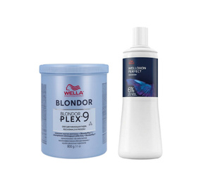 Wella Professionals Blondorplex, Regenerujący Rozjaśniacz w Proszku do 9 Tonów, z Plexem, 800g + Welloxon 6% 1000ml