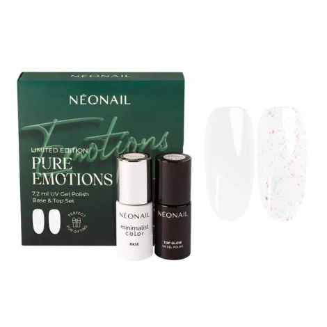 Neonail Zestaw Baza Color Base Snow Tone i Top Hybrydowy Glow Shiny Flakes, Magia Świątecznego Blasku, Color Base Snow Tone 2x 7,2ml