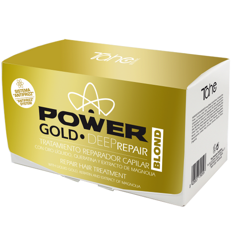 Tahe Power Gold Deep Repair Blond Ampułki Eliminujące Puszenie Włosów Blond z Keratyną i Arganem 10ml