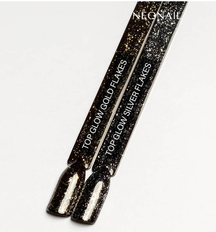 NeoNail Top Glow Gold Flakes Hybrydowy 7.2ml - 12247-7