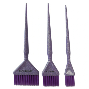 Poniks, Black Comb, Glam Brushes Brokatowe Pędzelki do Farbowania Włosów, Zestaw 3 sztuk