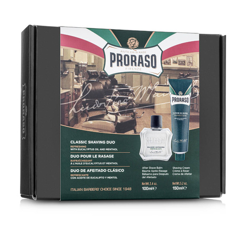 Proraso Classic Shaving Duo Pack Refreshing Zestaw Prezentowy Do Golenia Lotion Po Goleniu + Krem Do Golenia 150ml, 100ml