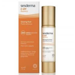Sesderma C-VIT Radiance Glowing Fluid, Delikatny Krem Rozjaśniający do Twarzy z Wit. C, 50ml
