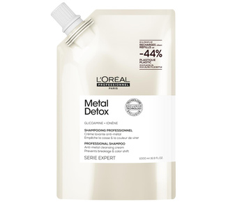 L'Oreal Metal Detox Szampon z Glikoaminą do Włosów Farbowanych i Zniszczonych, Usuwa Cząsteczki Metali Ciężkich z Włókna Włosa REFIL 1000ml