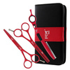 Fox Red Nożyczki Zestaw 3szt Nożyczek 5.5'' Degażówek 5.5'' Oraz Noża Chińskiego + Eleganckie Etui