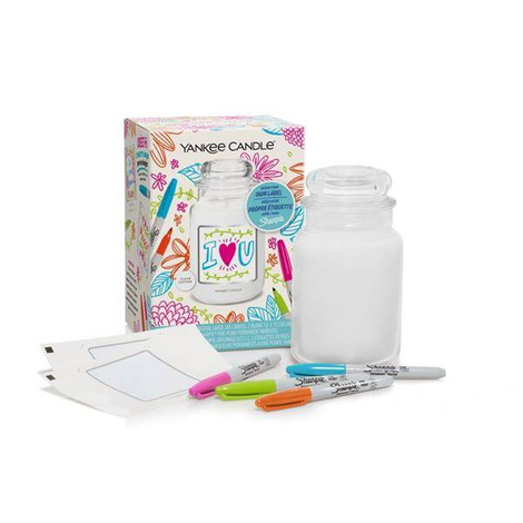 Yankee Candle And Sharpie Gift Set, Zestaw, Duża Świeca Zapachowa Clean Cotton + Markery + Etykiety, 623g