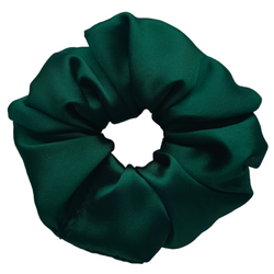 Glamour Scrunchie Satyna Jedwabna Ręcznie Wykonana Gumka do Włosów, Butelkowa Zieleń, M
