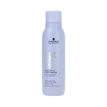 Schwarzkopf BlondMe Bond Repair Purple, Neutralizujący Szampon do Włosów Siwych i Blond 300ml