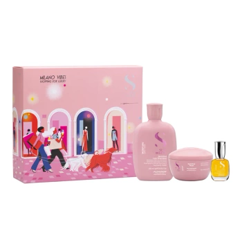 Alfaparf Semi Di Lino Moisture Dry Hair Set, Zestaw Nawilżający Suche Włosy, Szampon, Maska, Olejek