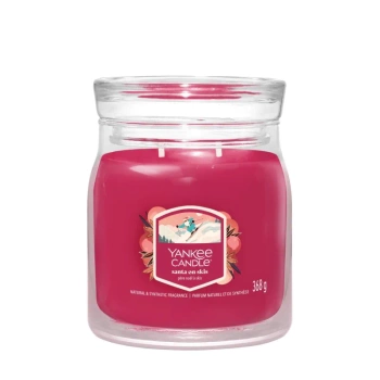 Yankee Candle Signature Medium Jar Santa On Skis, Średnia Świeca Sojowa z Dwoma Knotami, 368g