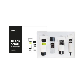 Coxir Black Snail Starter Kit, Zestaw Regenerujący do Twarzy z Mucyną Ślimaka i Kolagenem, 30ml + 30ml + 20ml + 15ml