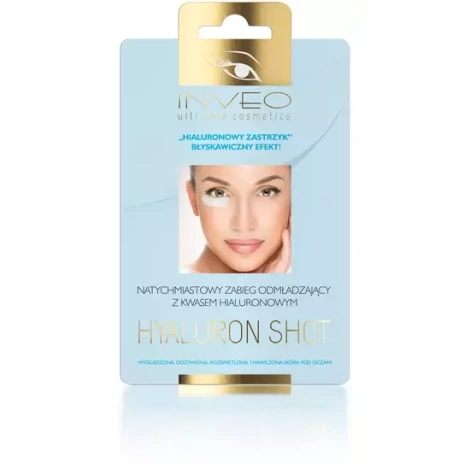 INVEO Hyaluron Shot Natychmiastowy Zabieg Odmładzający z Kwasem Hialuronowym, Płatki Pod Oczy, Rozpuszczalne Mikroigły