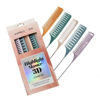 MONTIBELLO x FOX Zestaw Grzebieni do Kreatywnej Koloryzacji Baleyage HIGHLIGHT MASTER 3D 5 szt