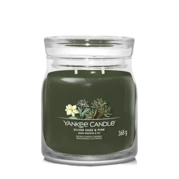 Yankee Candle Signature Medium Silver Sage & Pine, Średnia Świeca Sojowa, 368g