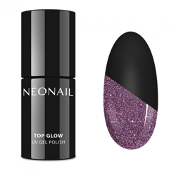 Neonail Top Glow Sparkling - Top hybrydowy z drobinkami fioletu i różu, 7,2ml 7809