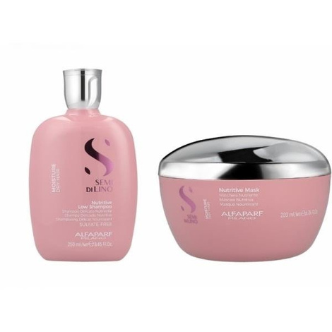 Alfaparf Semi Di Lino Moisture Nutritive Zestaw Nawilżający do Włosów Suchych Szampon 250ml Maska 200ml Ręcznik do Włosów Gratis