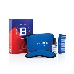Balmain Paris Limited Edition Cosmetic Bag Kosmetyczka w Kolorze Kobaltowym, Grzebień, Odżywka w Sprayu 50ml