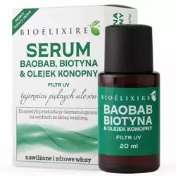 Bioelixire Biotyna, Jojoba Baobab, Olej Konopny, Serum Nawilżające, 20ml