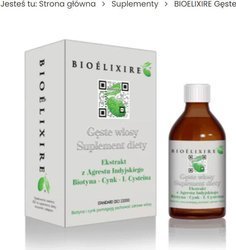 Bioelixire Suplement Diety Gęste Włosy Ekstrat z Agrestu Indyjskiego Biotyna Cynk L-Cysteina 300ml