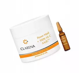 Clarena Power Mask +100% Vit C AA2G Maska Rozświetlająca ze 100% Aktywną Witaminą C i Jedwabiem 100ml + 3ml