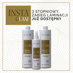 Diana Beauty Instaglam 3-Stopniowy Keratynowy Zabieg Termo Aktywnej Laminacji Włosów, 2x 500ml, 250ml