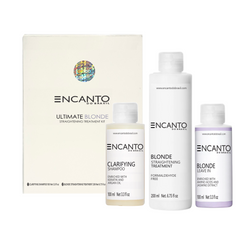 Encanto do Brasil Zestaw ULTIMATE BLONDE w, 1. clarifyning shampo 100ml, 2.straightening treatment 200ml  3. leave in 100ml