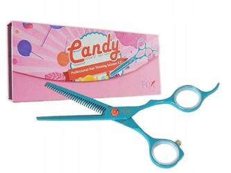 Fox Professional Candy Scissor - Profesjonalne Nożyczki, Degażówki Fryzjerskie 5.5", Turkusowe Nr 1509519