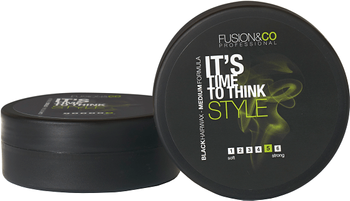 Fusion&CO It`s Time to Think Style Black HairWax - Czarny Wosk Średnio Utrwalający, Pokrywający Siwiznę 150ml