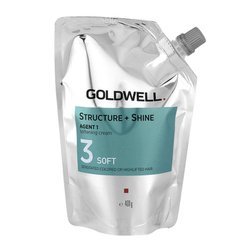Goldwell Structure + Straight Shine, Trwała Prostująca, Agent 1, Soft 3, Krem Zmiękczający dla Włosów Uwrażliwionych Farbowaniem lub Rozjaśnianiem 400g