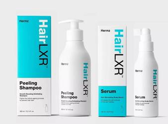 Hermz HairLXR Peeling, Serum Zestaw Prezentowy Szampon Peelingujący i Serum Przeciw Wypadaniu Włosów, Szybszy Wzrost, 300ml, 150ml