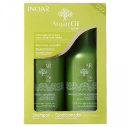 INOAR Argan Oil Shampoo Conditioner Zestaw Prezentowy Odżywczy Szampon Odżywka po Keratynowym Prostowaniu Włosów 2x250ml