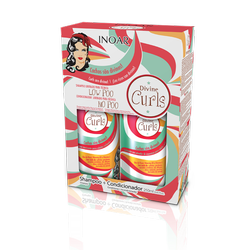 INOAR Divine Curls Shampoo Conditioner Zestaw Prezentowy Odżywczy Szampon Odżywka do Włosów Kręconych 2x 250ml