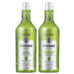 INOAR Resistance Bambu Shampoo Conditioner Zestaw Prezentowy Szampon Odżywka Wzmacniająca z Bambusem i Babasu po Keratynie 2x 1000ml