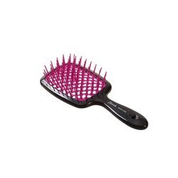 Janeke Superbrush Szczotka do Rozczesywania Czarno - Różowy 71SP226 FUX, Rozmiar Normal (22cm)