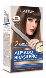 KATIVA Brazilian Straightening Brunette - Brazylijski zabieg keratynowego prostowania włosów, dla brunetek, zestaw